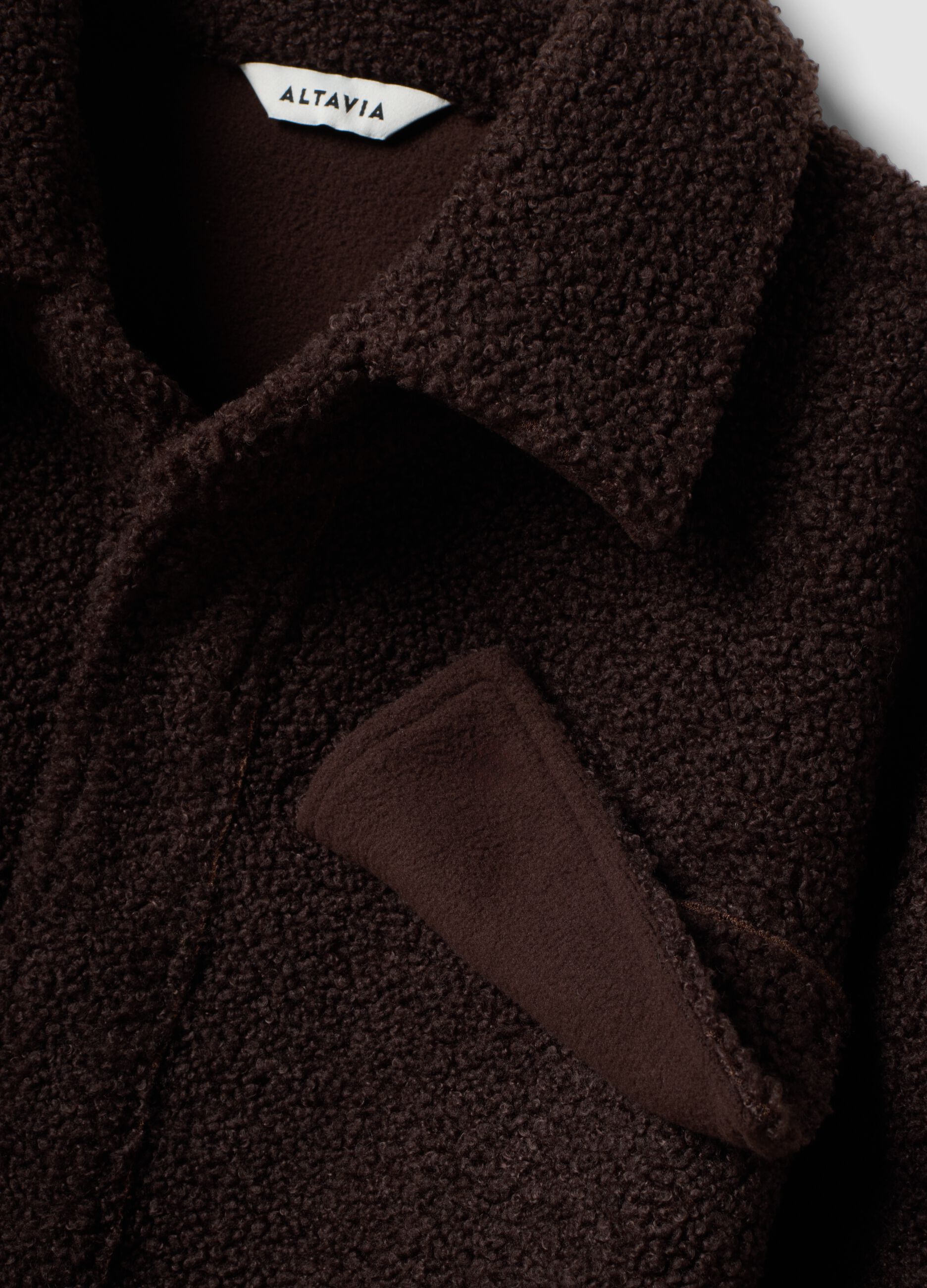 Shacket marrone in sherpa con bottoni relaxed fit ALTAVIA STUDIO
