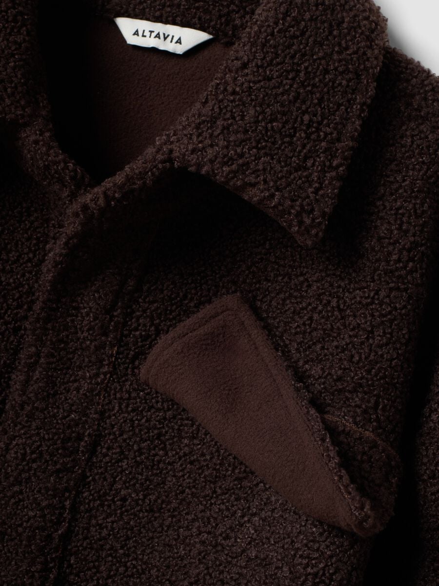 Shacket marrone in sherpa con bottoni relaxed fit ALTAVIA STUDIO_7
