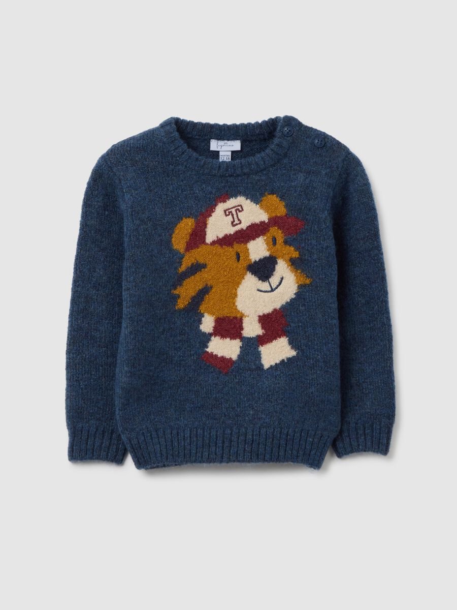 Maglione blu da bambino regular fit con stampa_0