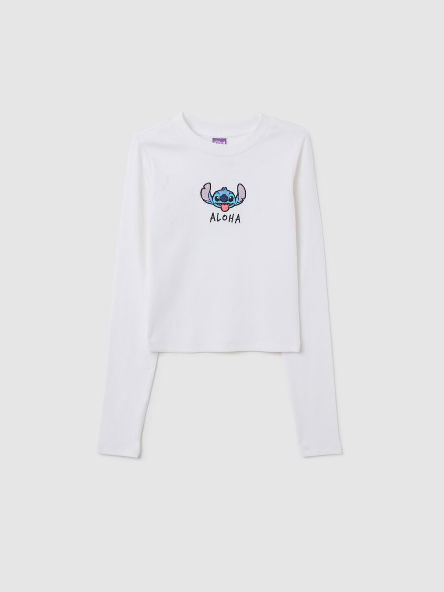 T-shirt da ragazza in cotone elasticizzato bianca_3