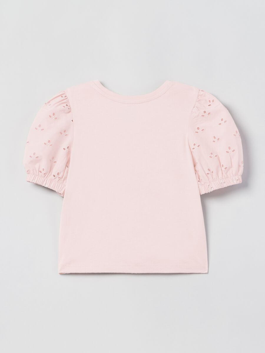T-shirt with broderie anglaise sleeves_1
