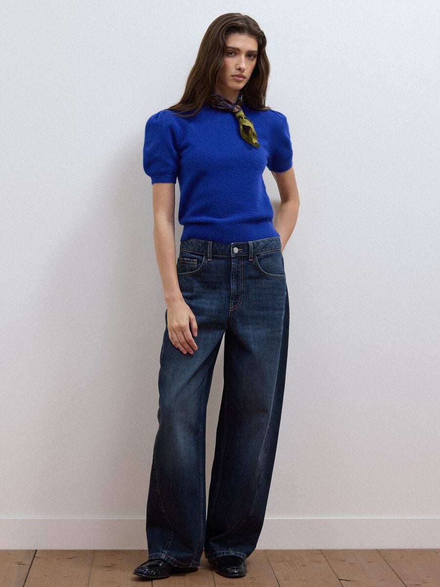 Maglia blu in viscosa elasticizzata girocollo regular fit_2