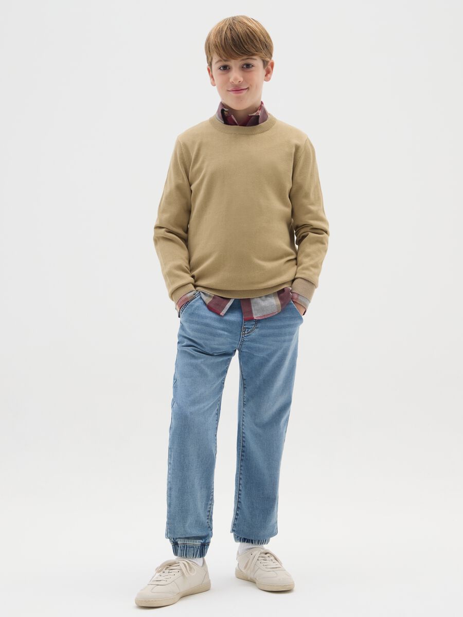 Boys' Regular Fit Blue Cotton Jog Denim_0