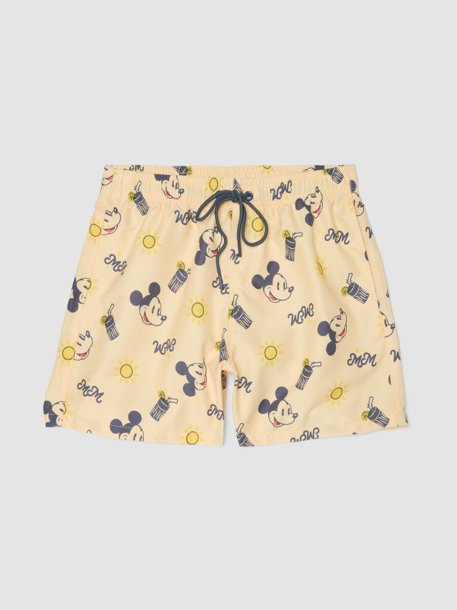 Orange swim trunks with Mickey Mouse prints_0