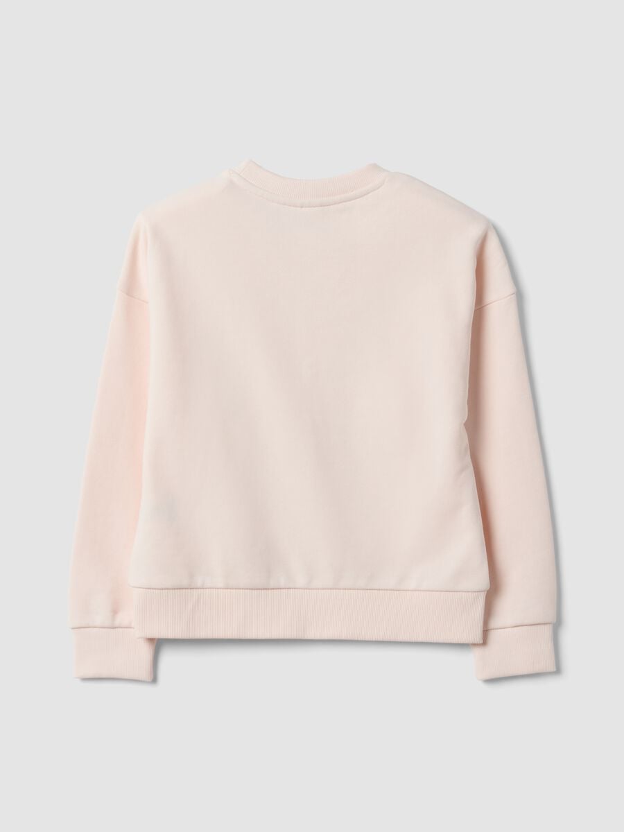 Felpa rosa in misto cotone con girocollo stampa capibara per bambina_1