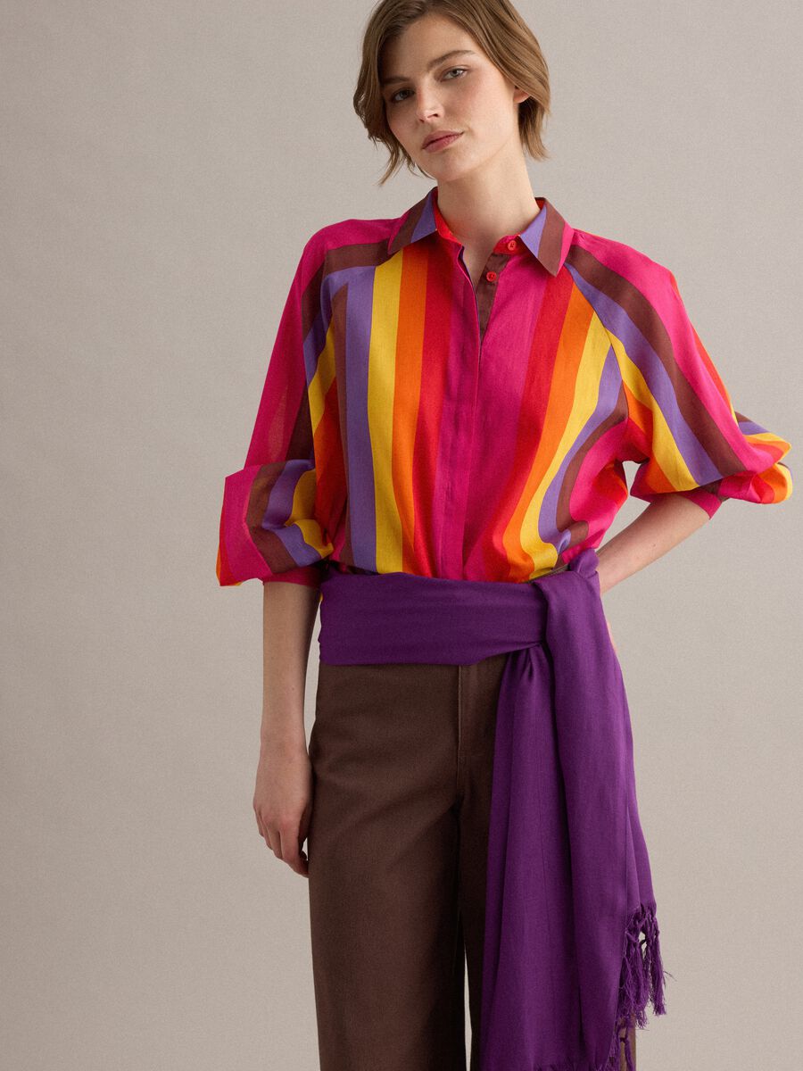 Multicolour pure cotton shirt with classic collar_2