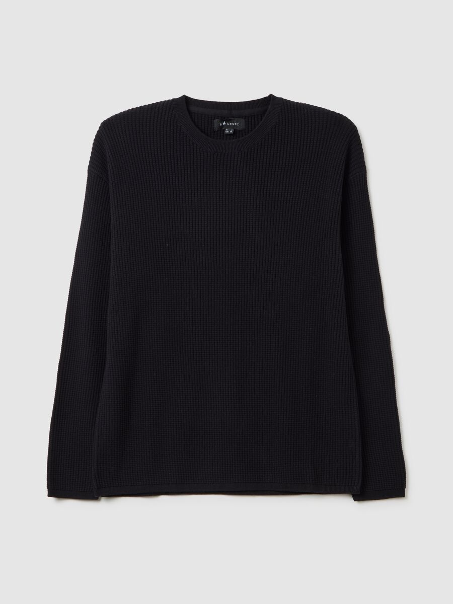 Pullover in puro cotone nero vestibilità regular_0
