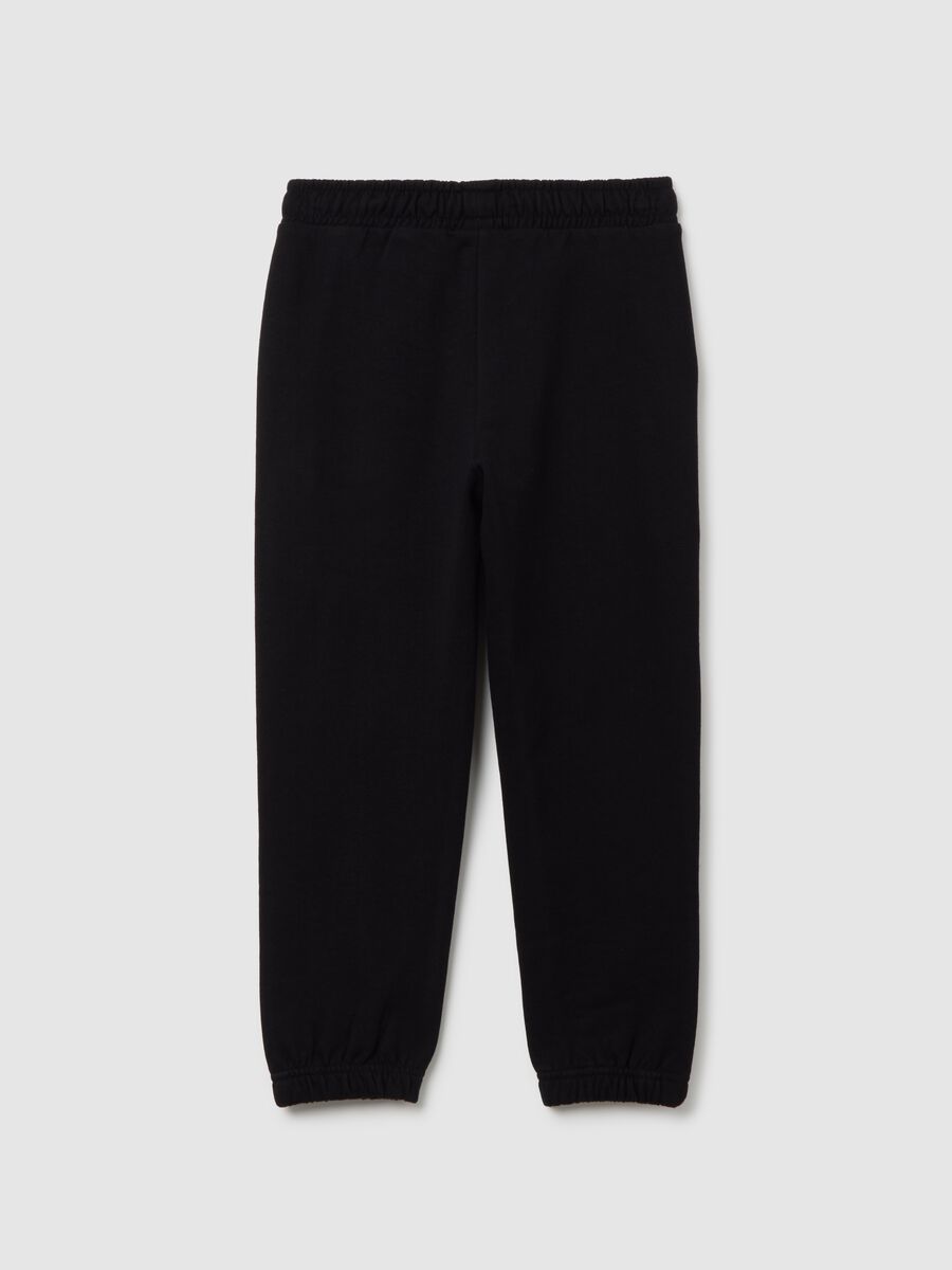 Pantaloni jogger da bambino in misto cotone nero regular fit_3