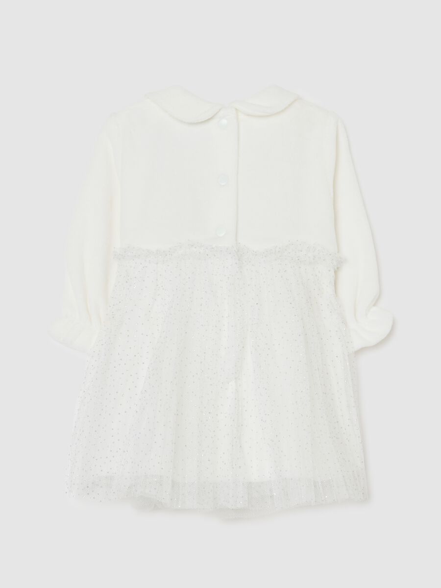 Infant dress in white cotton blend regular fit with glitter_1