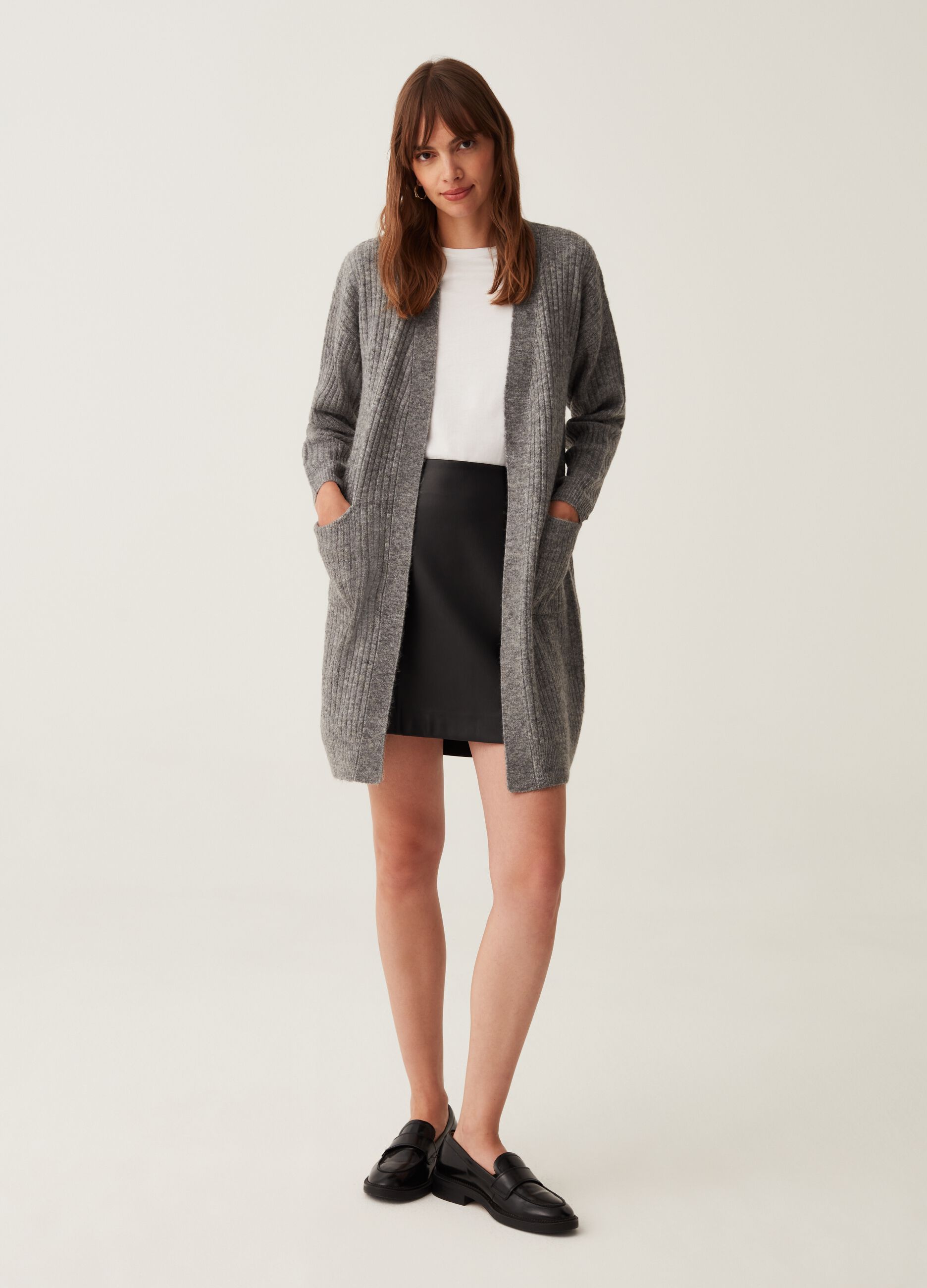 Cardigan a tre quarti con tasche