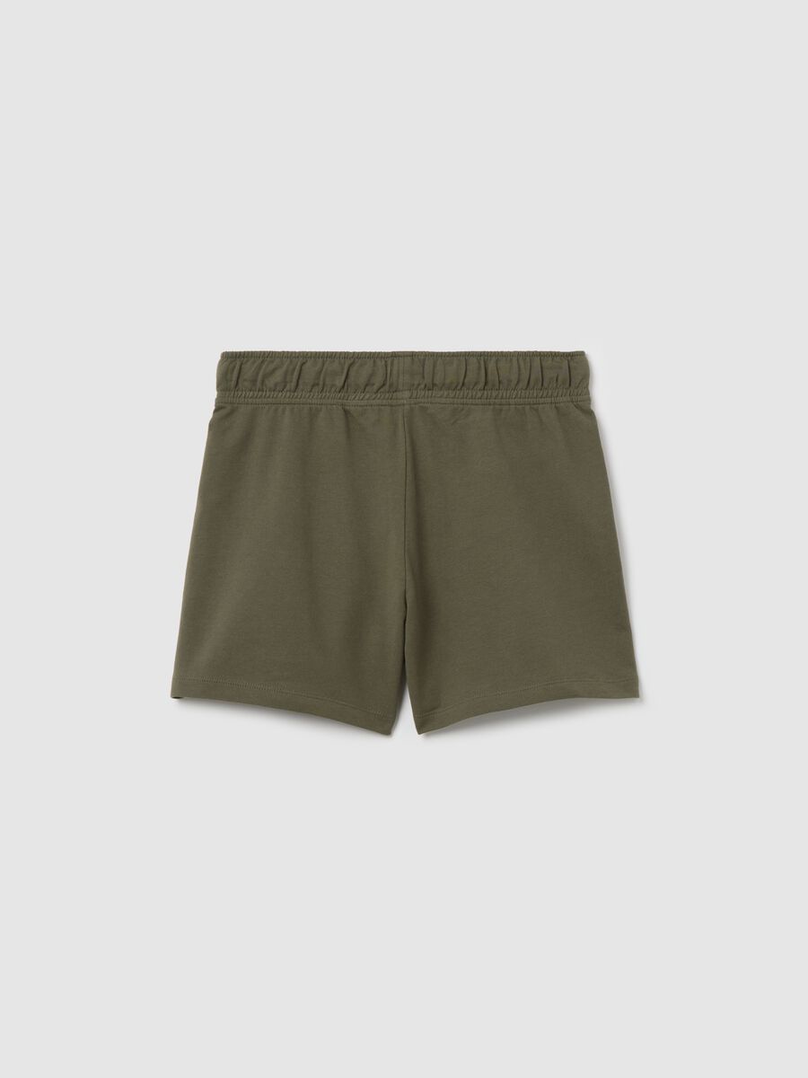 Shorts verdi in cotone con coulisse_4