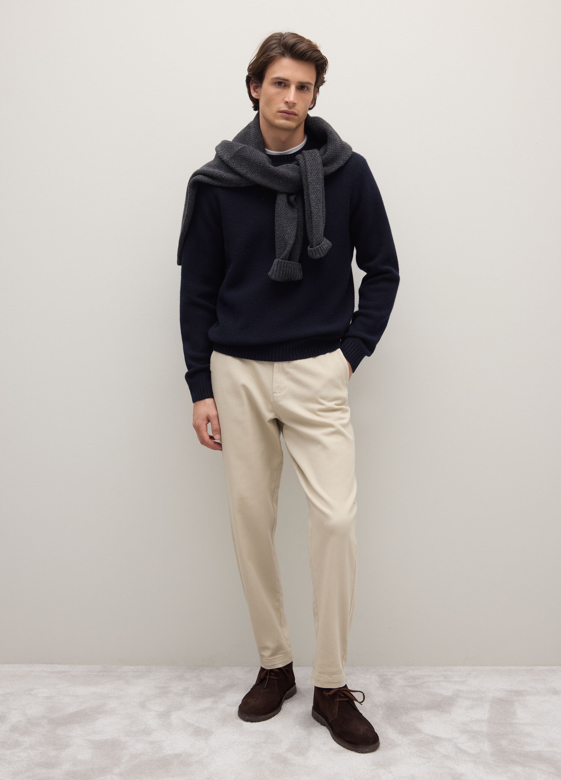 Blue Pure Wool Sweater Regular Fit