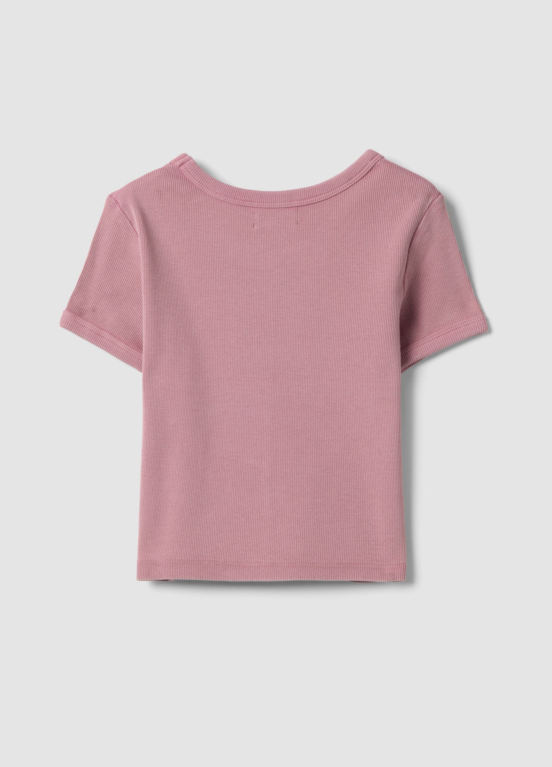 T-shirt rosa a maniche corte in cotone elasticizzato