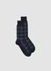 Blue check stretch-cotton ankle socks_0