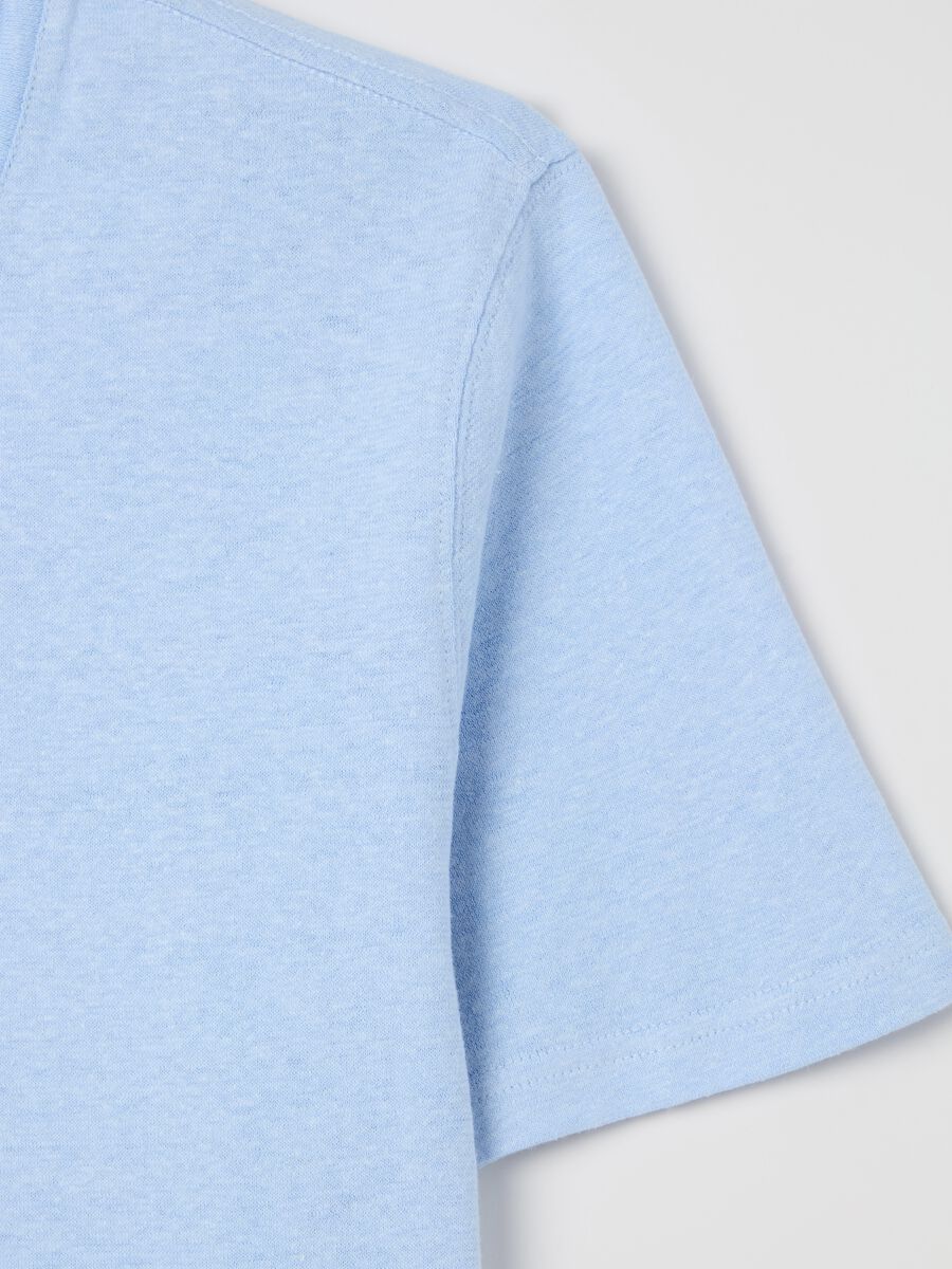 T-shirt with round neck in linen and cotton_5