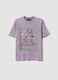 Purple pure cotton T-shirt with floral print, relaxed fit_4