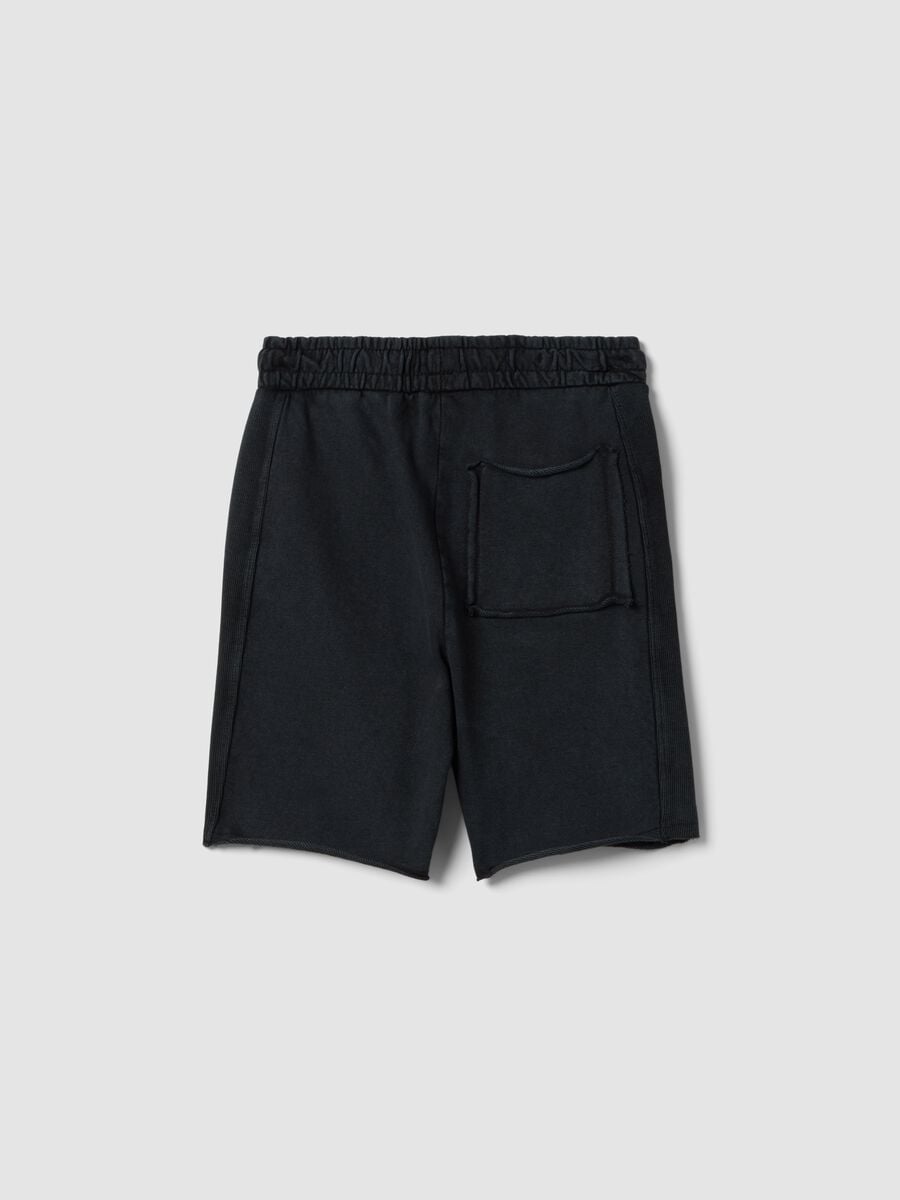 Black pure cotton shorts with elasticated waist_1