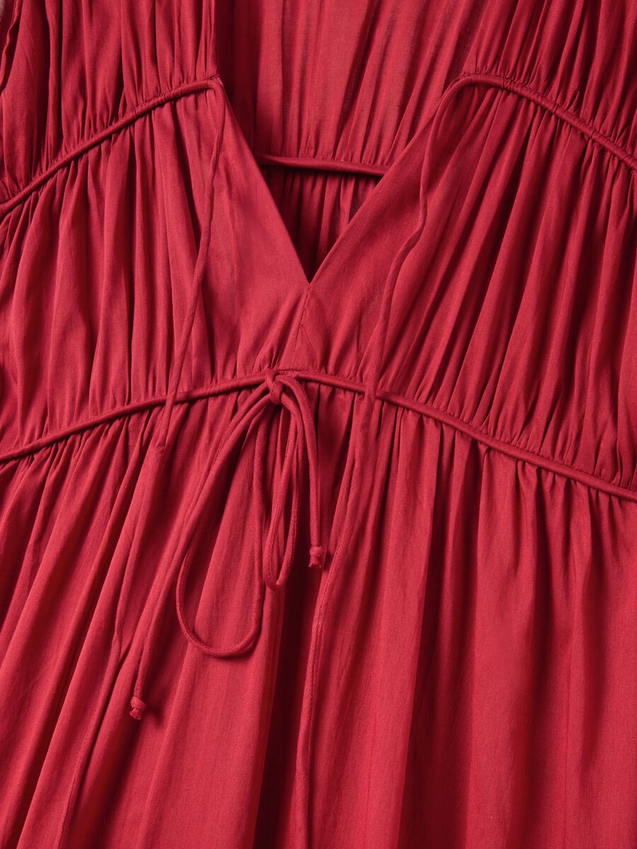 Women’s long tiered red dress in 100% cotton with regular fit._5