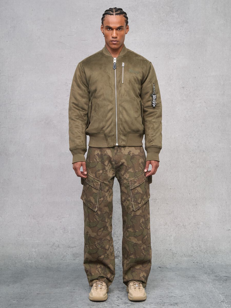 Suede Bomber Jacket Military Green_2