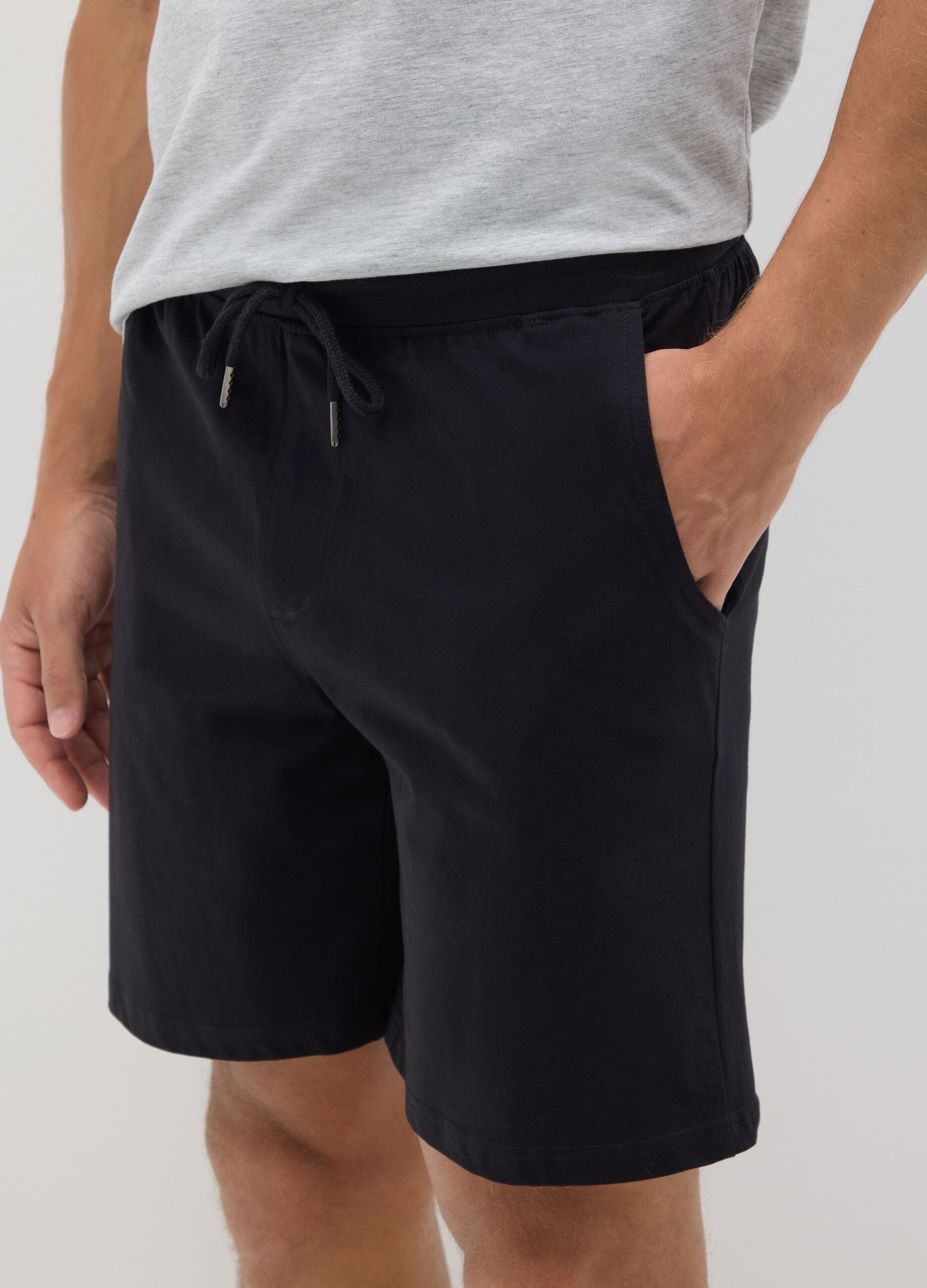 Black regular fit pure cotton pyjamas