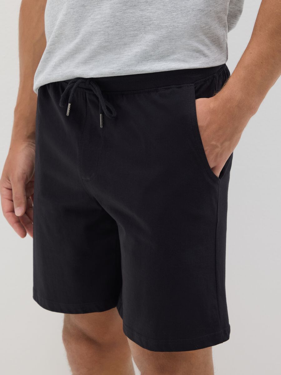 Black regular fit pure cotton pyjamas_3