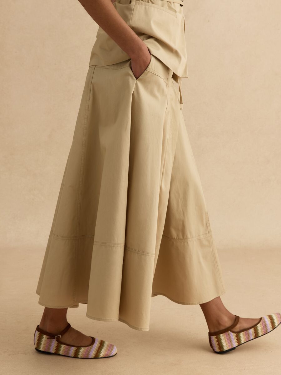 Gonna beige lunga in puro cotone_3