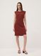 Red fitted dress with ruched detailing_0