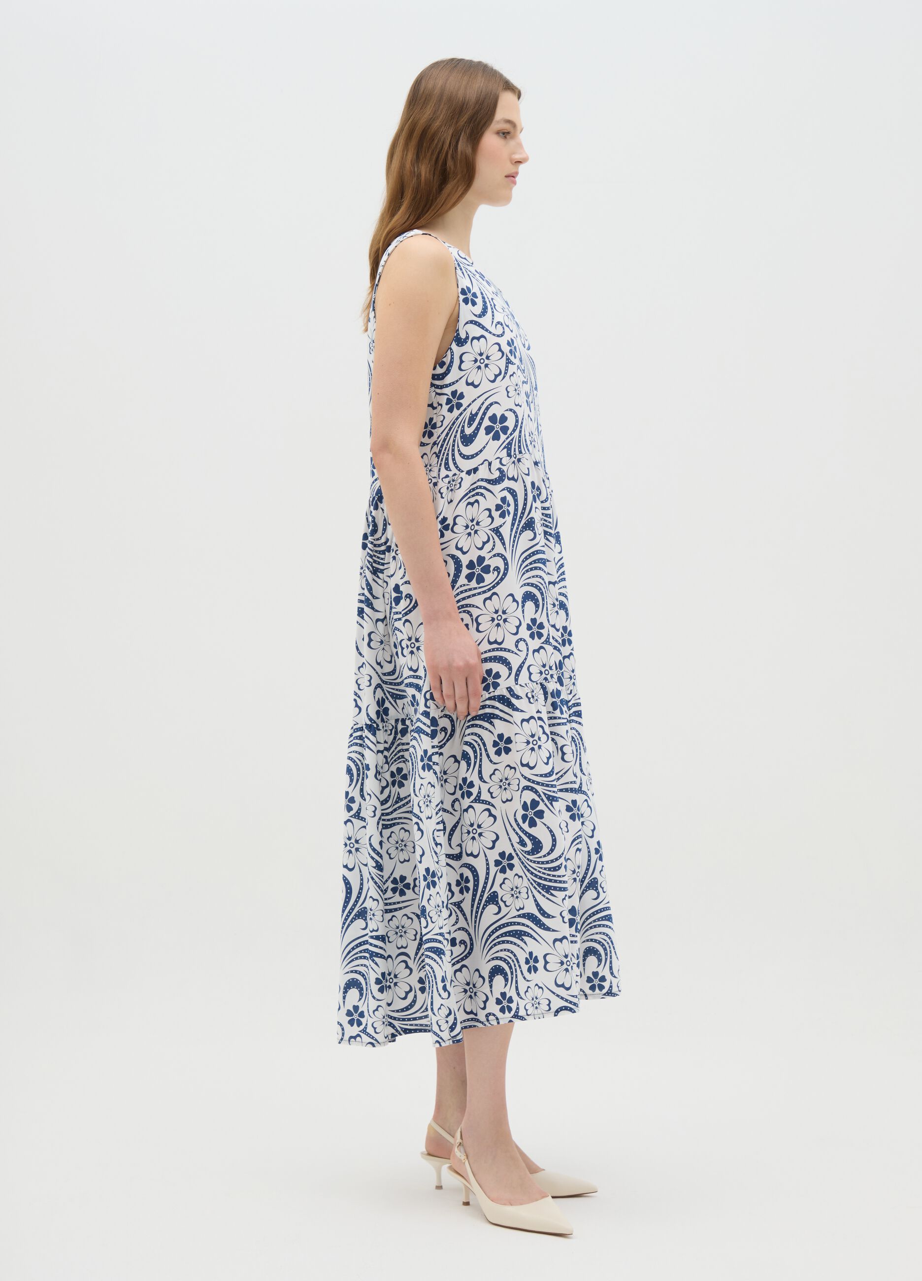 Women's long dress in pure multicolour viscose regular fit
