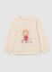 Girl's beige pure cotton sweatshirt, regular fit with print_0