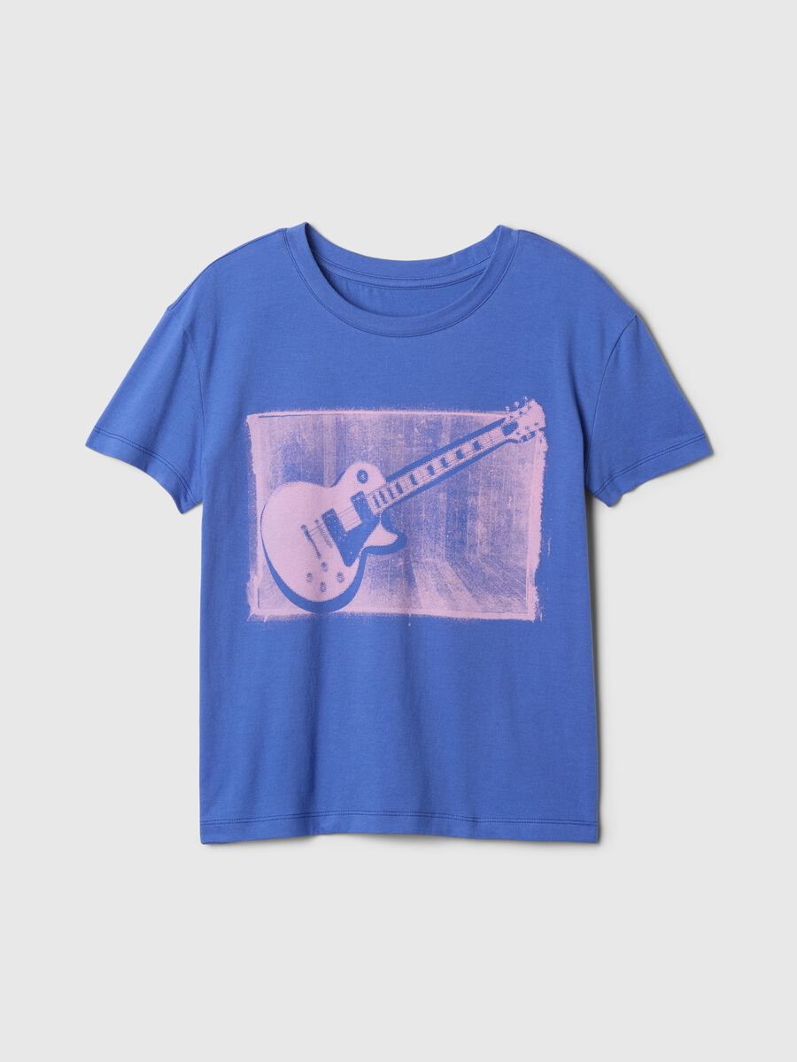 Blue short sleeve t-shirt with guitar print_2