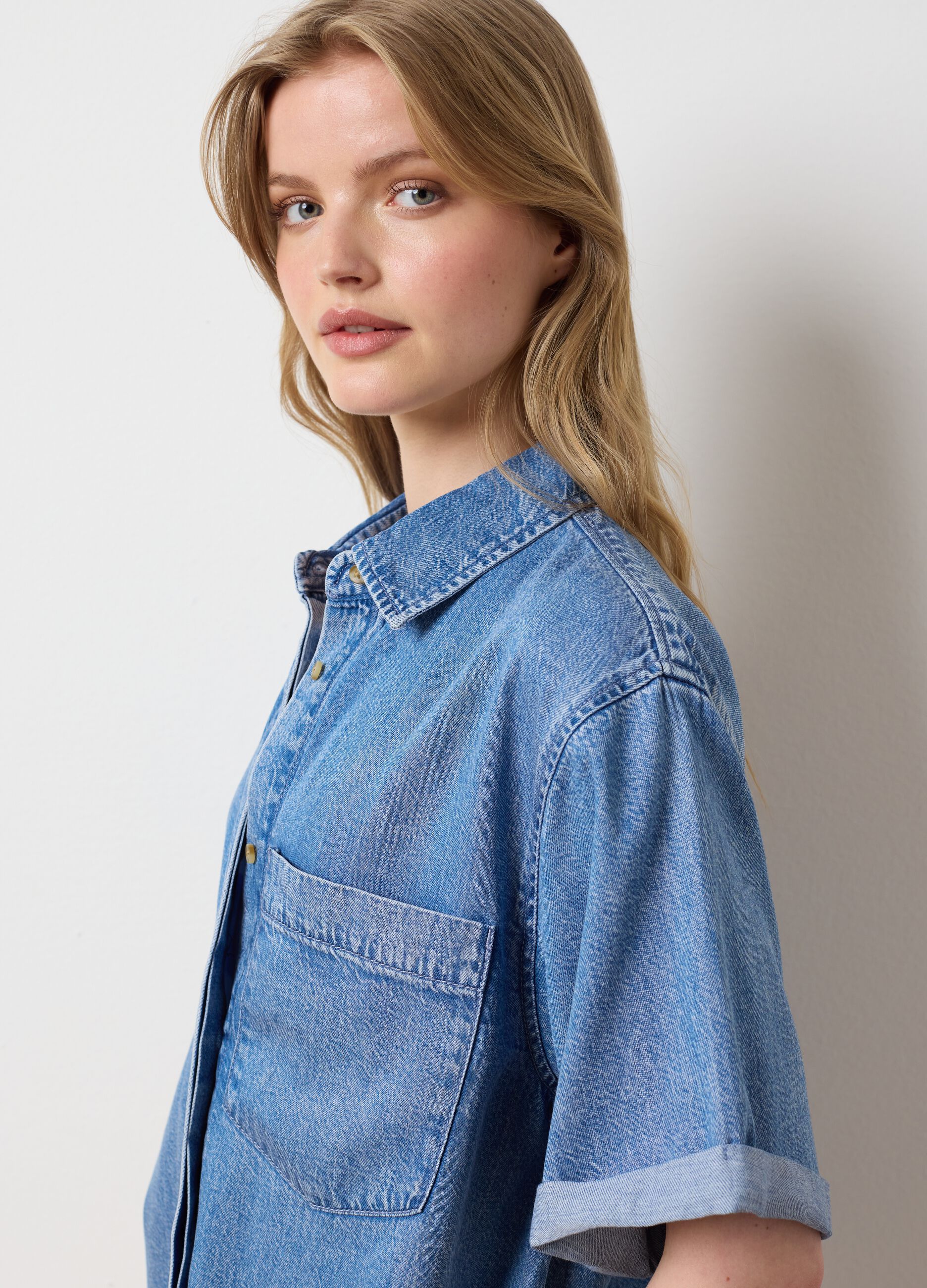 Women's Oversize Blue Denim Shirt