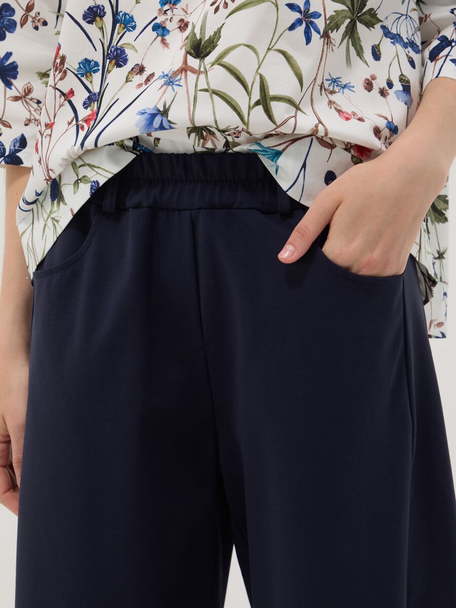Pantaloni blu in cotone elasticizzato_3