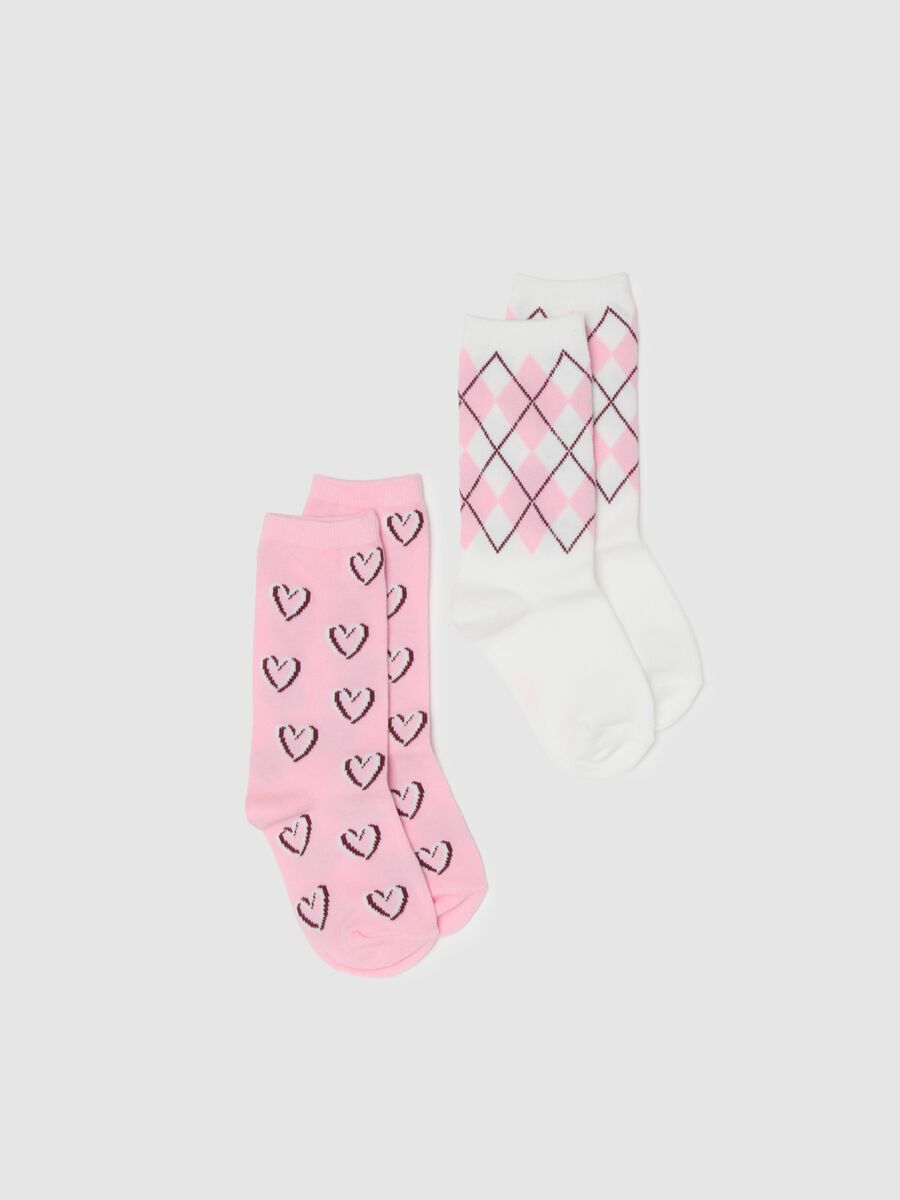 Multicolour girl short socks twin pack in cotton blend_0