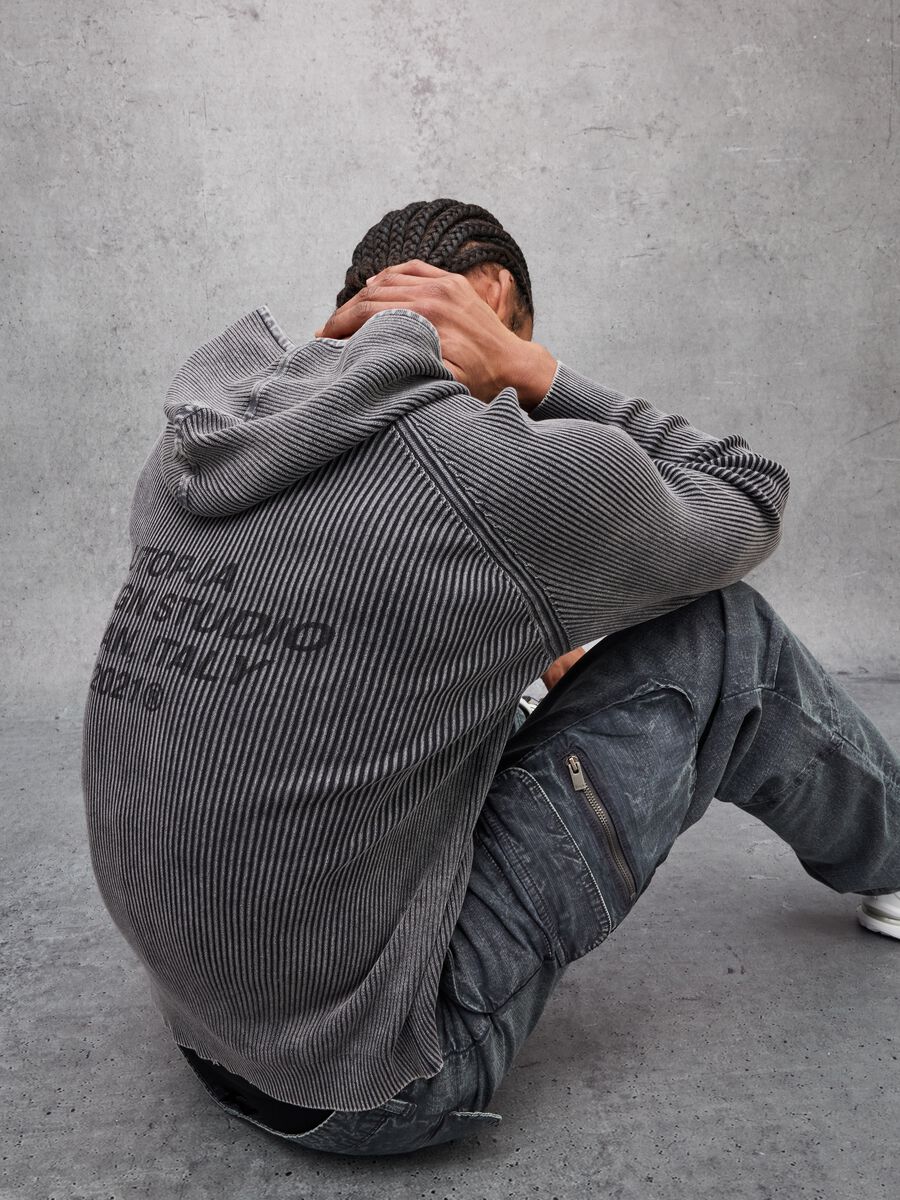 Knit Ribbed Hoodie Washed Grey_2