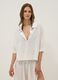 Short white pure cotton kaftan with V-neck_0