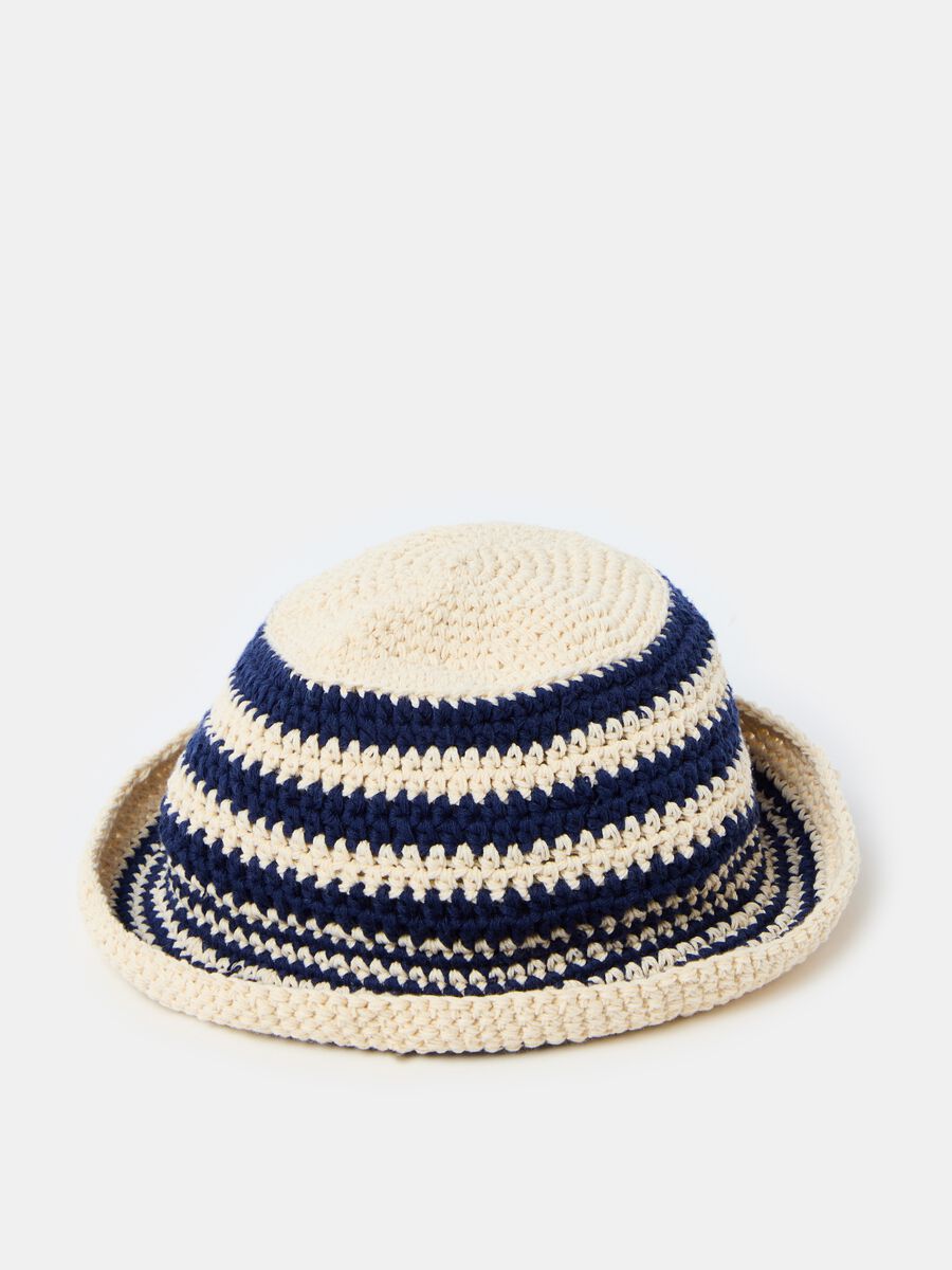 Cappello in cotone crochet a righe_1