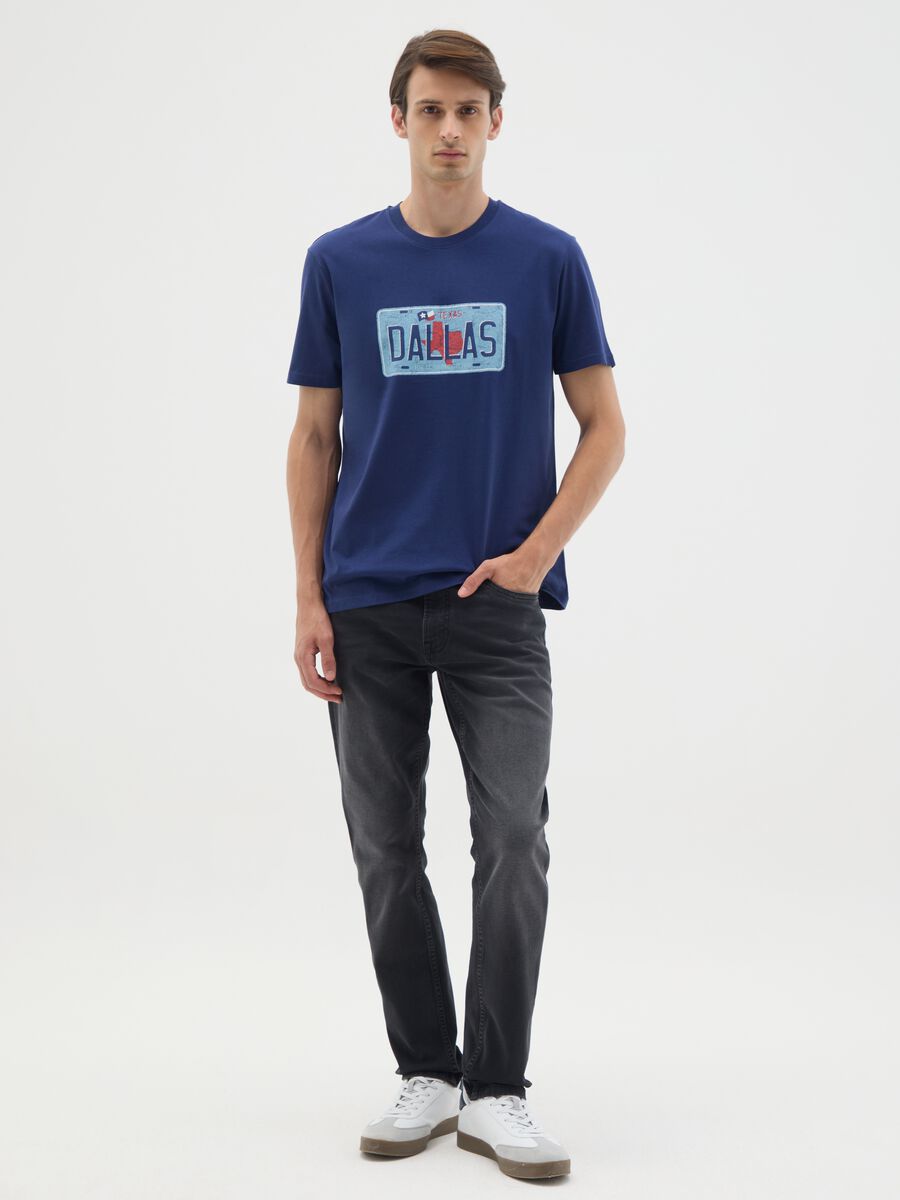 Regular fit blue pure cotton T-shirt_1