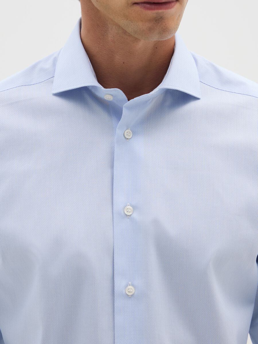 Light blue shirt in pure cotton slim fit with French collar_1