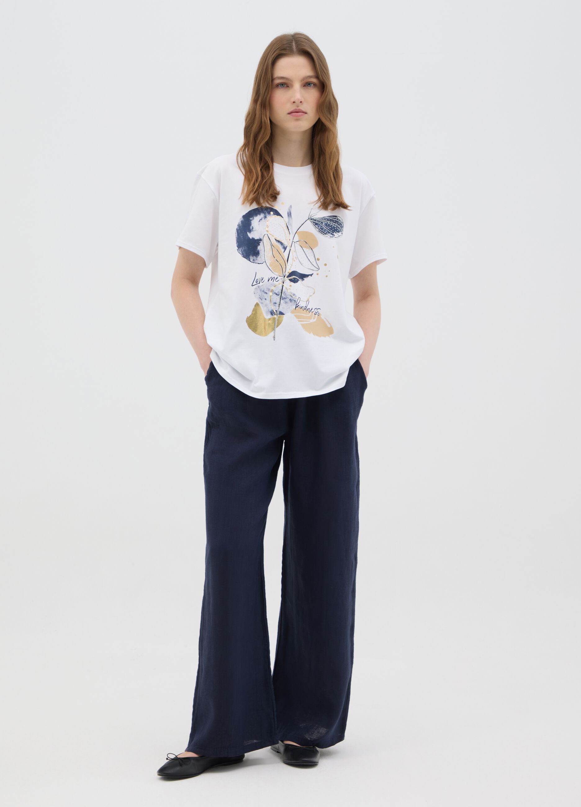 Multicolour regular fit cotton women's T-shirt