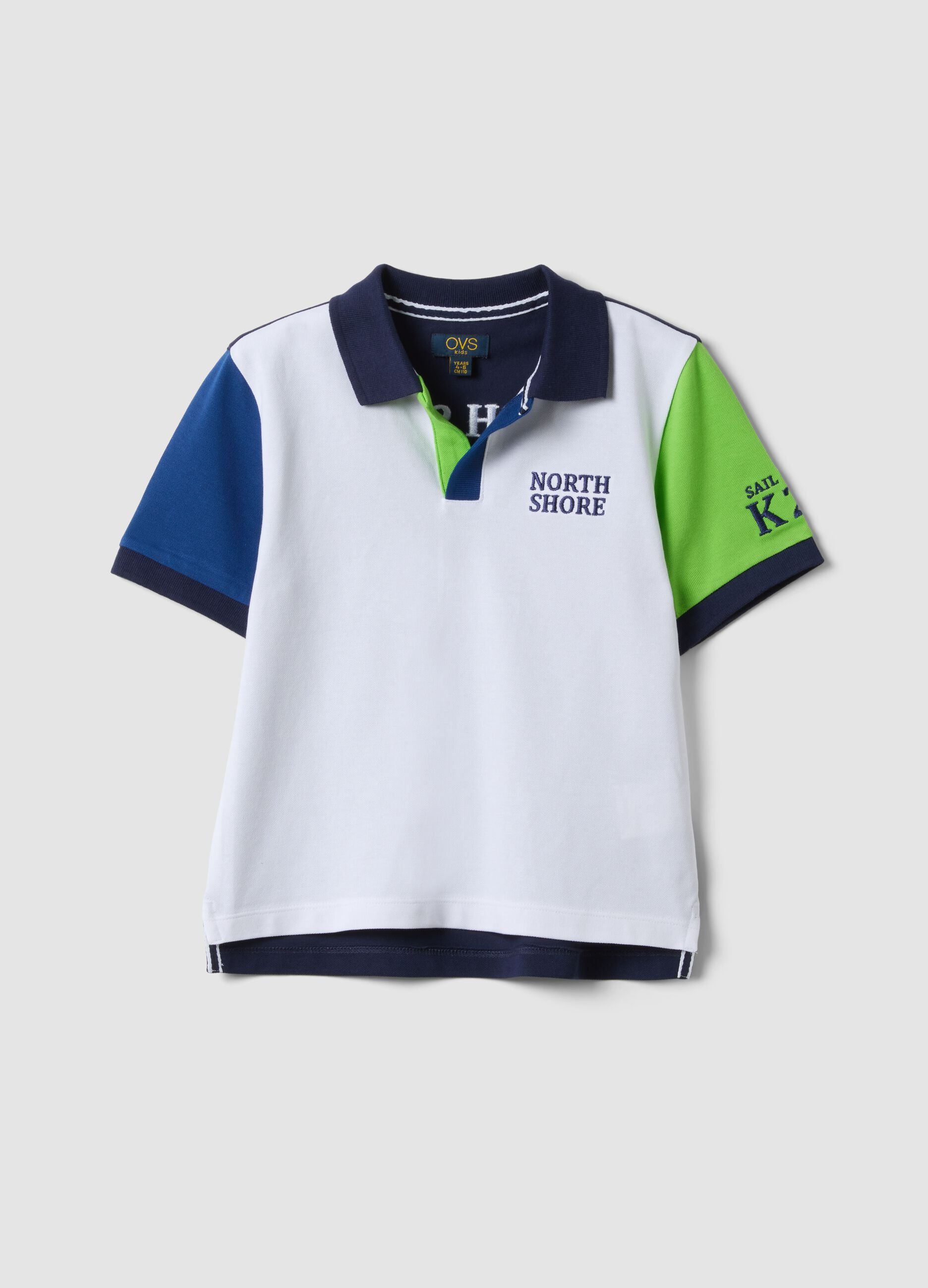 Multicolour short-sleeve stretch cotton polo shirt