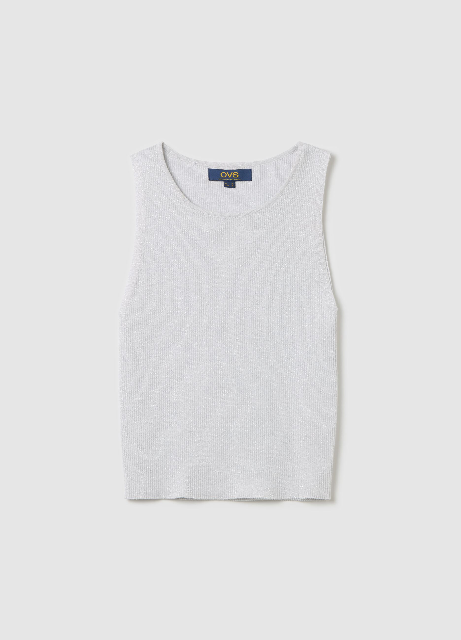 Ribbed lurex tank top
