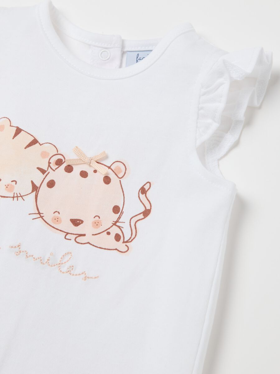 White and orange set in cotton with tigers print_2