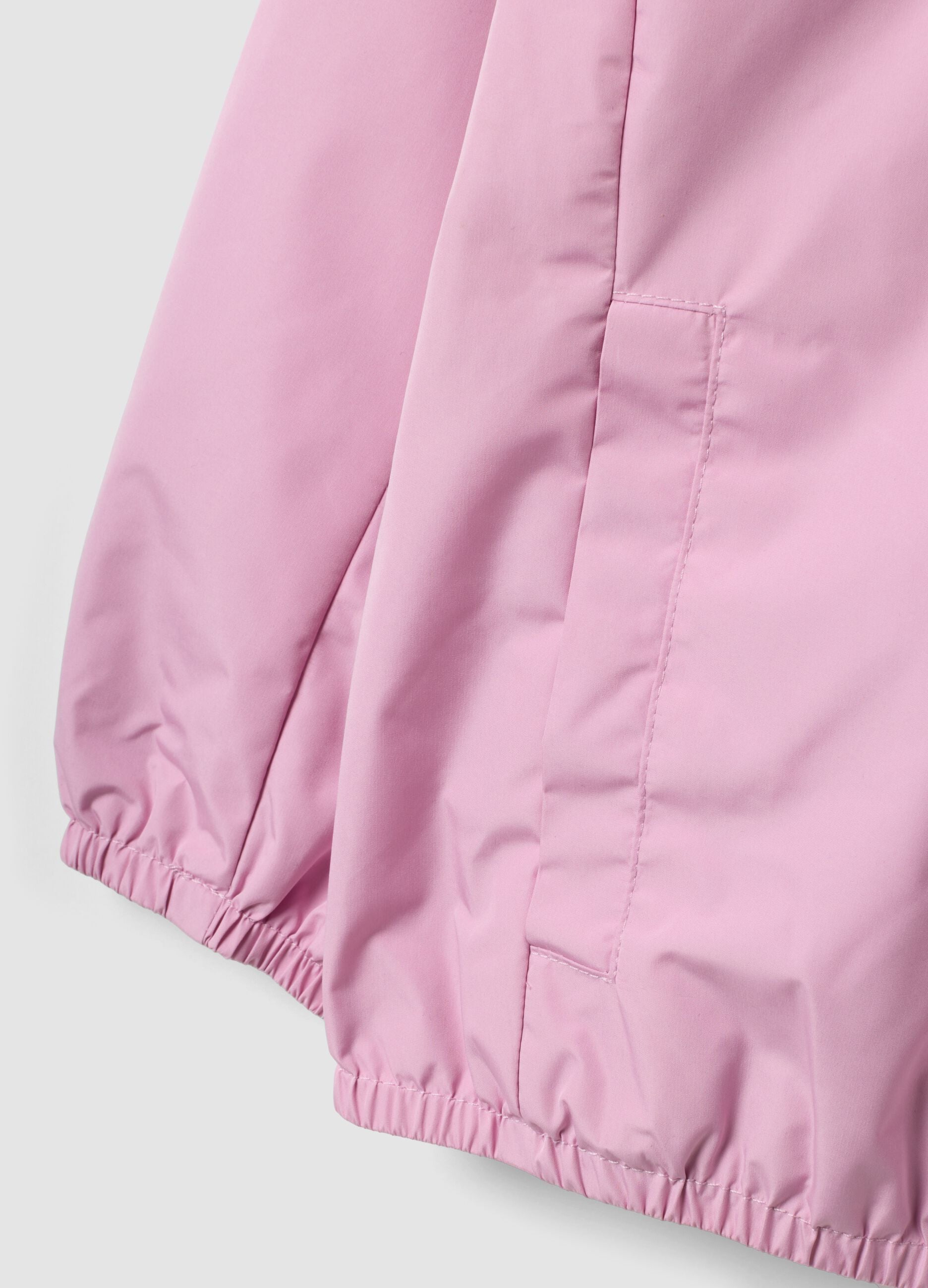 Pink hooded rain jacket with zip for girls, regular fit