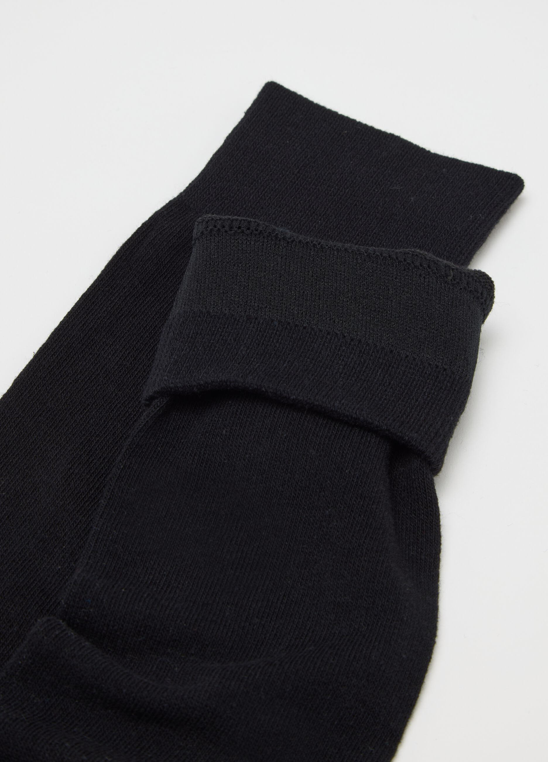 Black Stretch Cotton Long Socks Multipack Set