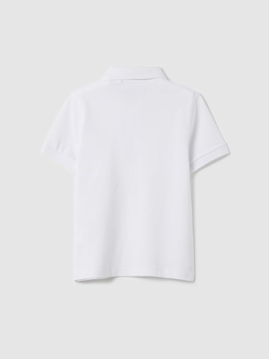 White polo shirt with short sleeves in organic cotton_1