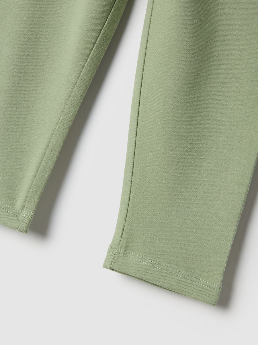 Girls' green stretch cotton slim fit leggings_3