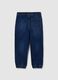 Relaxed fit blue cotton blend jog denim for children_1