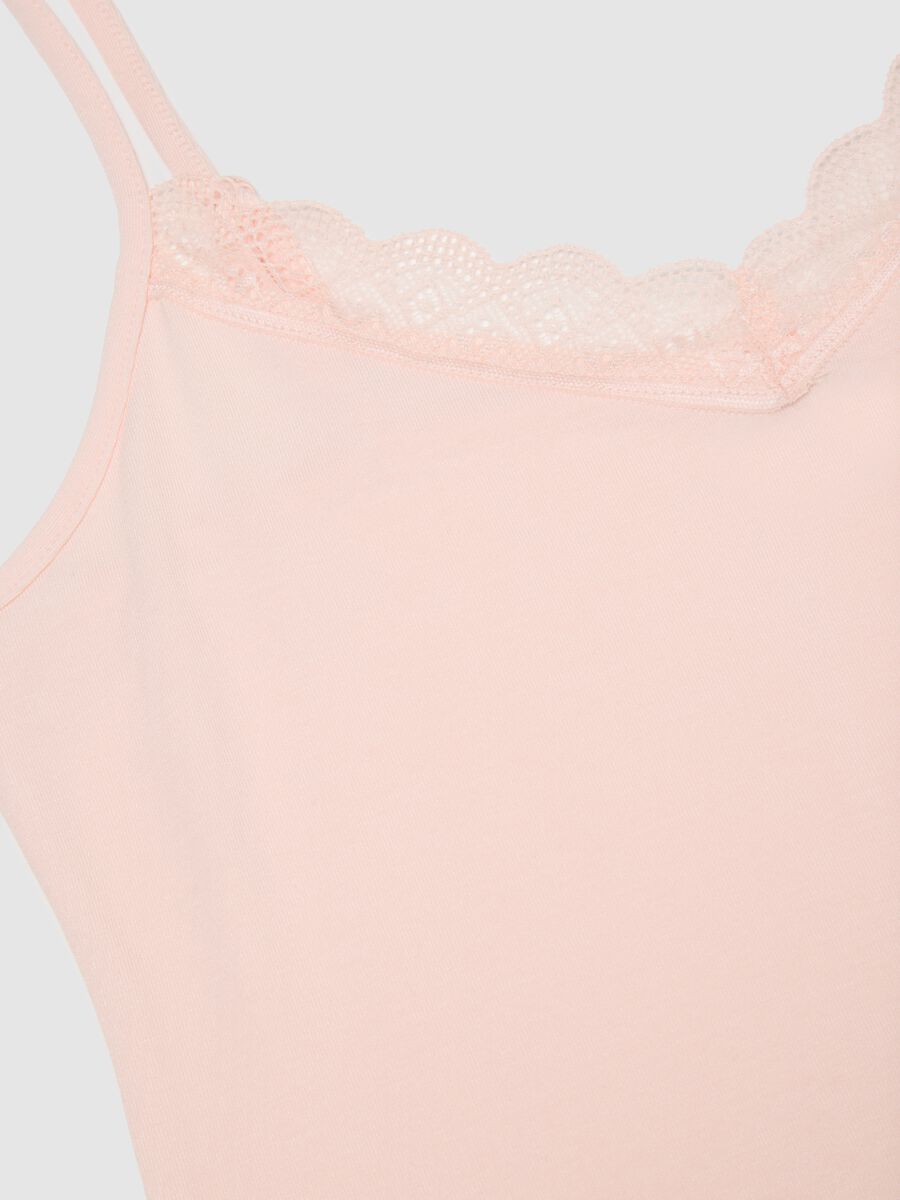 Canotta rosa con dettagli in pizzo regular fit_5