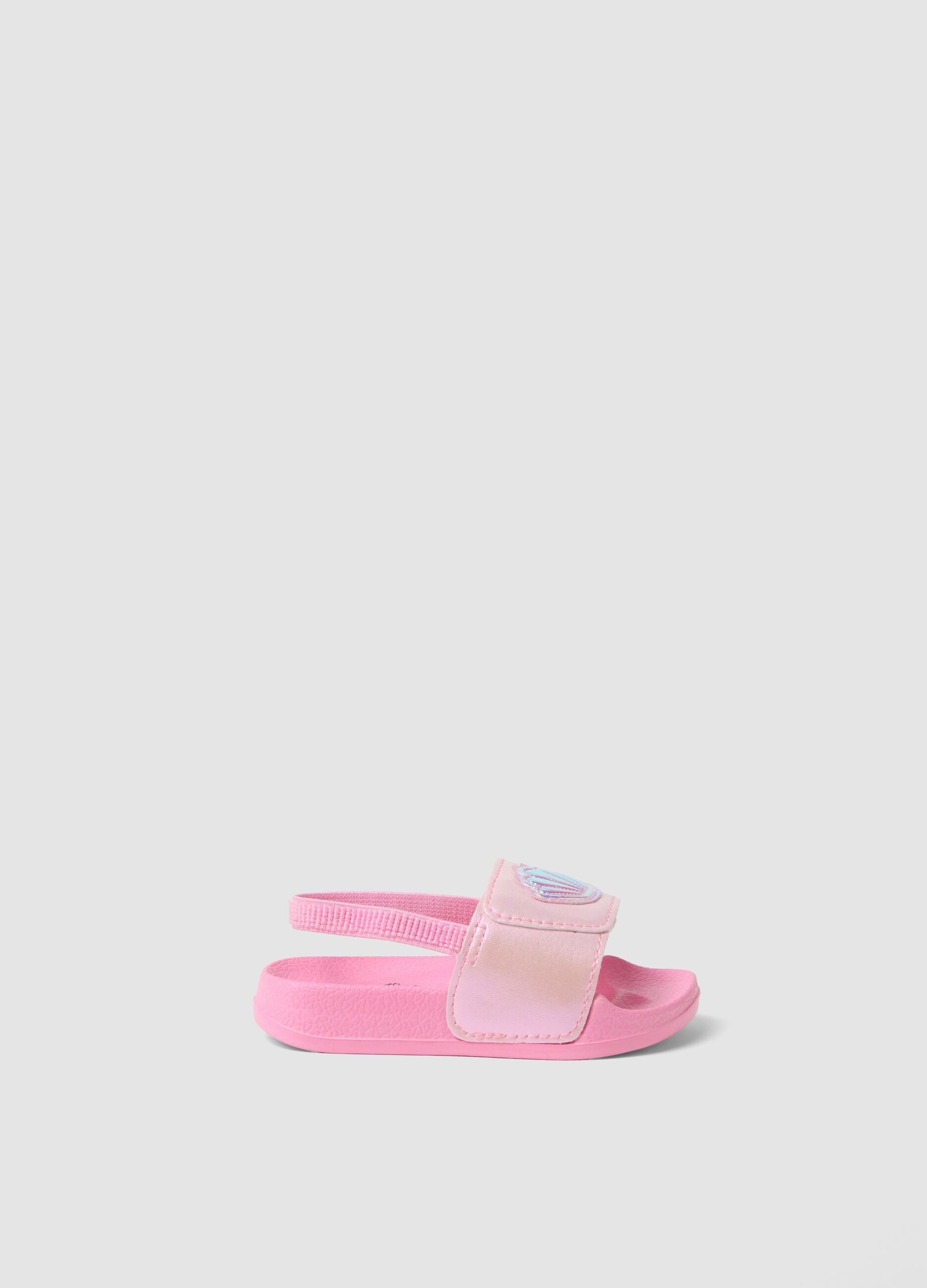 Pink baby girls&rsquo; sliders with front strap and back heel strap