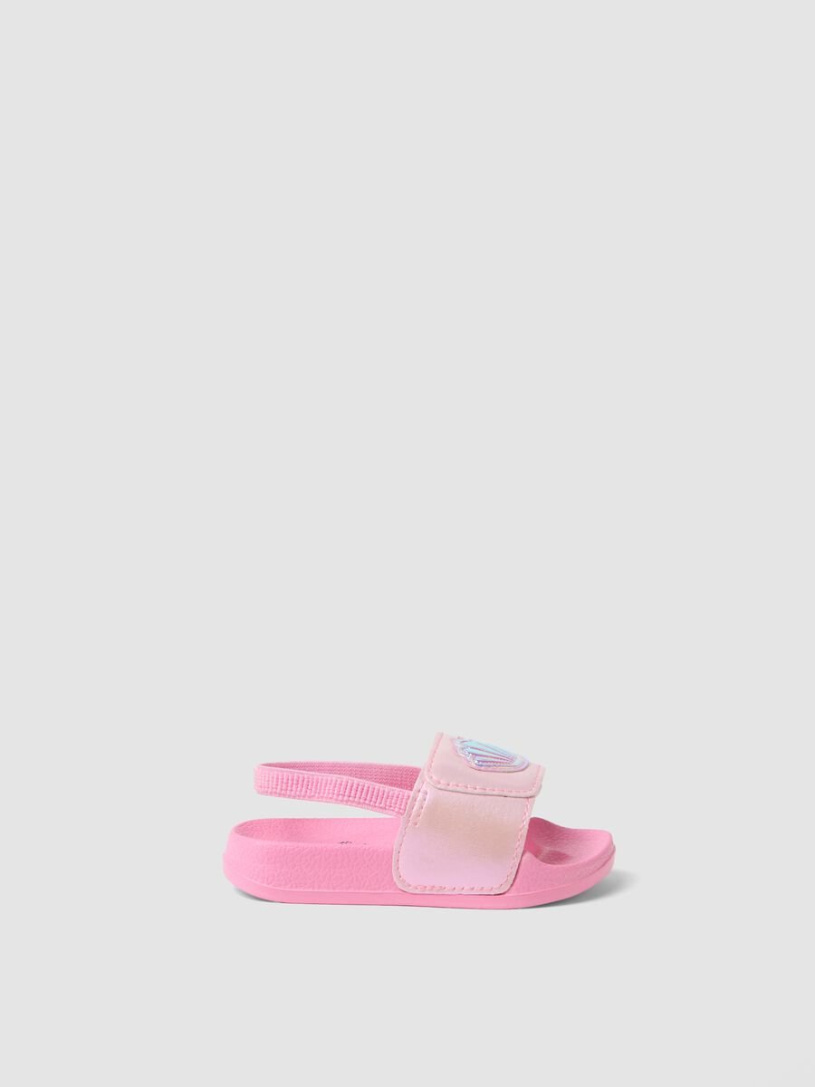 Pink baby girls&rsquo; sliders with front strap and back heel strap_0